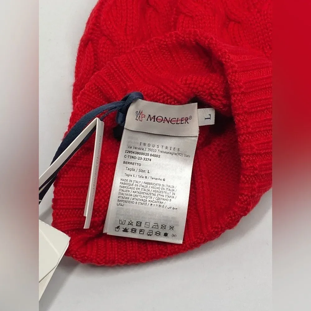 Moncler Kid’s Cable Knit Logo Beanie Hat size L(12-14 yrs)
